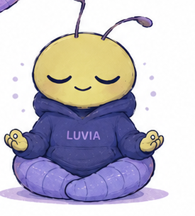 Luvia mascot meditating