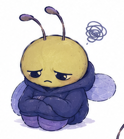 Luvia mascot thinking